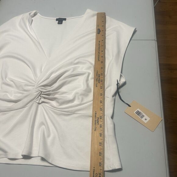 Halogen Release Pleat White Top Ruching Twist Front V Neck Size 2X - Picture 5 of 10